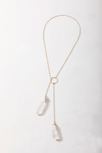 Crystal Lariat Necklace - Clear Quartz