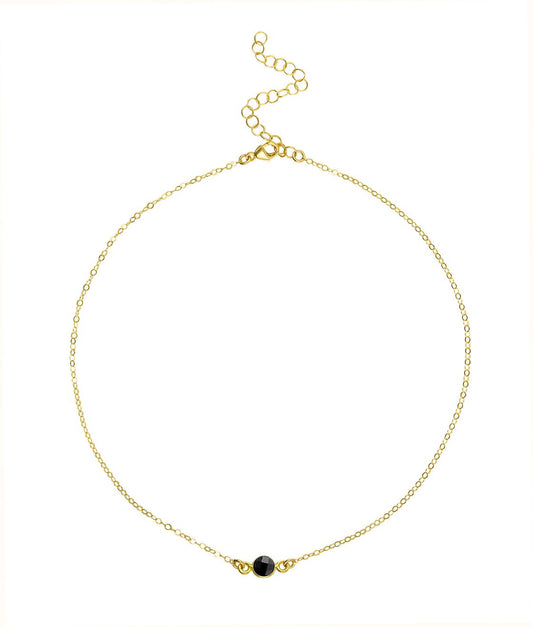 Dainty Gemstone Choker - Black Onyx