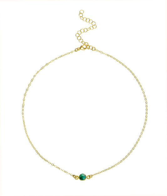 Dainty Gemstone Choker - Emerald