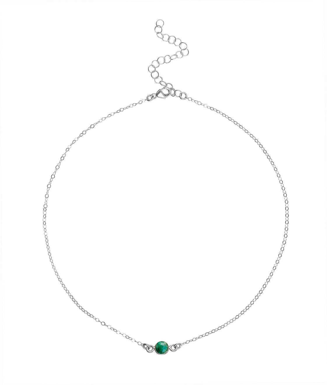 Dainty Gemstone Choker - Emerald