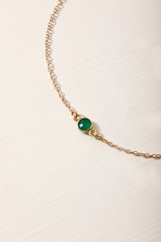 Dainty Gemstone Choker - Green Onyx