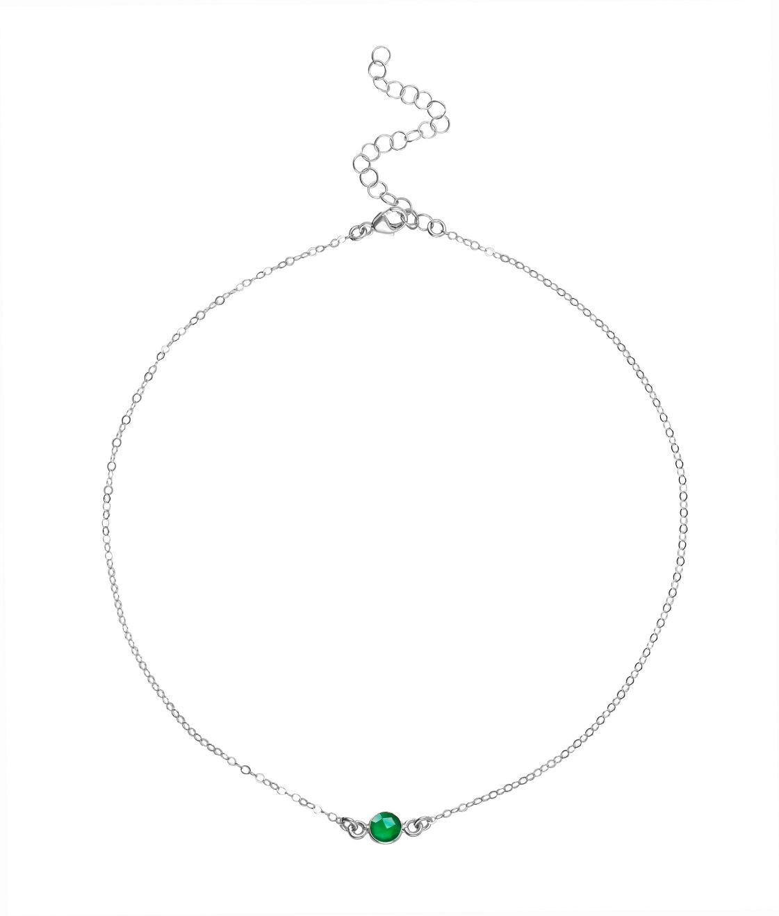 Dainty Gemstone Choker - Green Onyx