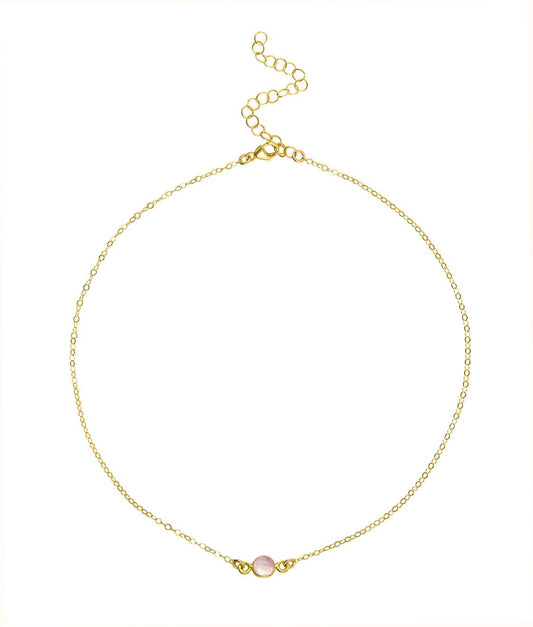 Dainty Gemstone Choker - Rose Quartz