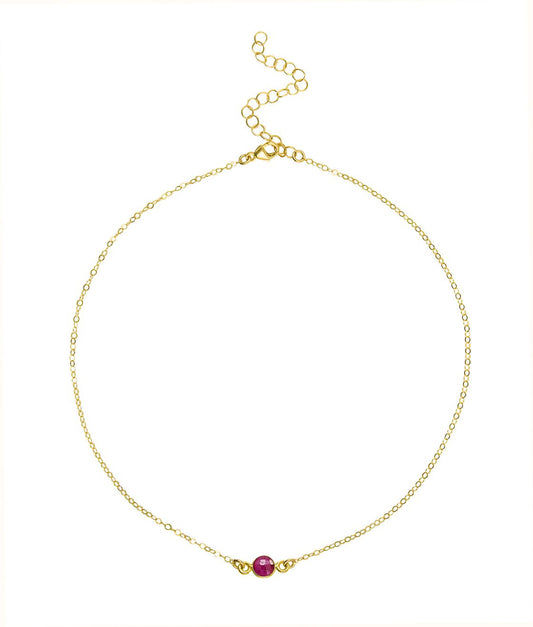 Dainty Gemstone Choker - Ruby