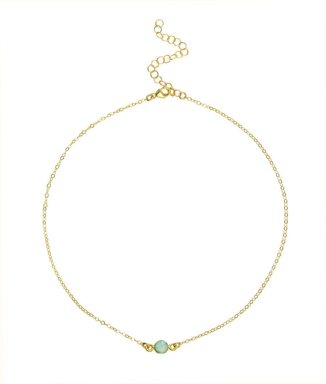 Dainty Gemstone Choker - Sea Green Chalcedony