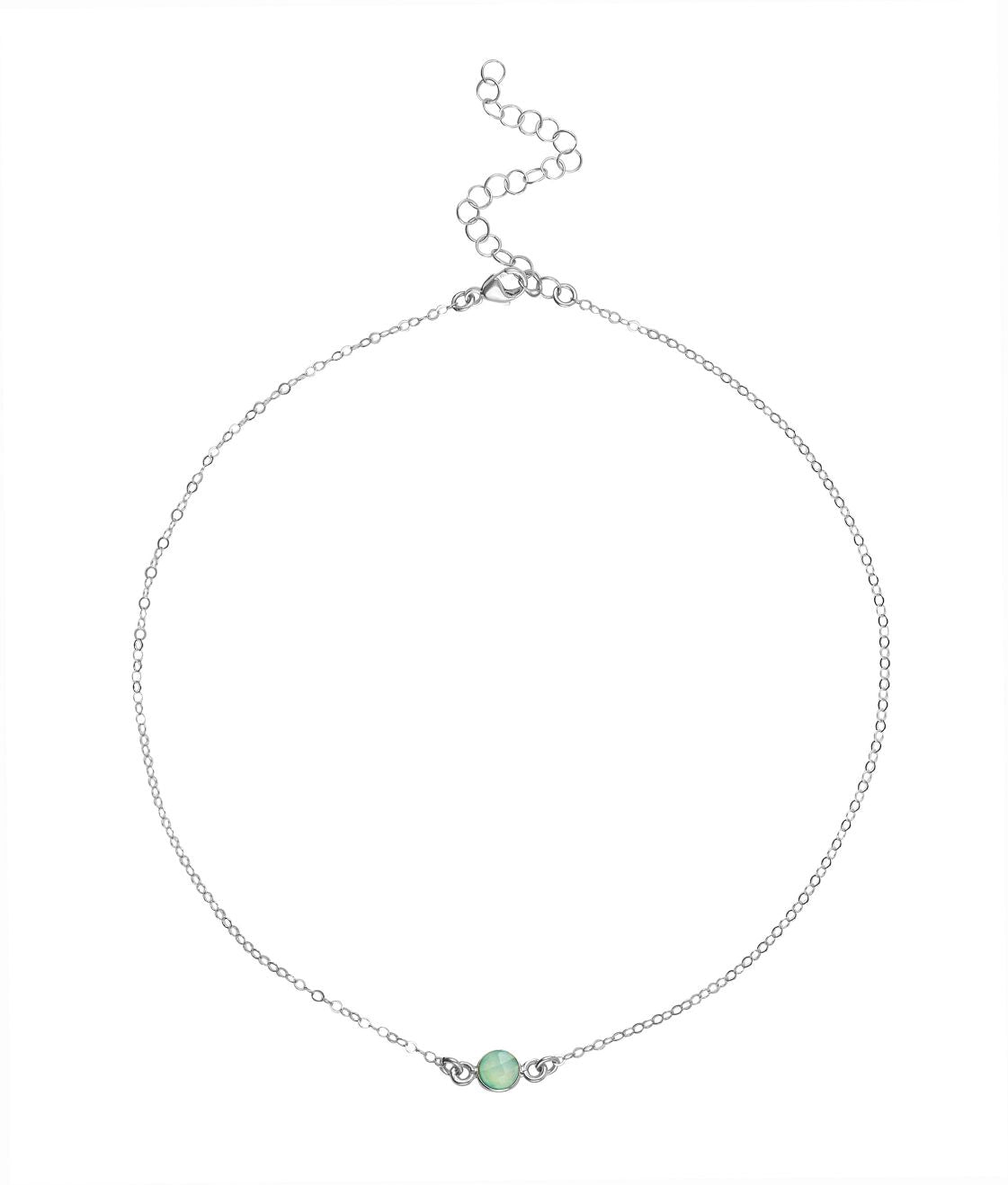 Dainty Gemstone Choker - Sea Green Chalcedony