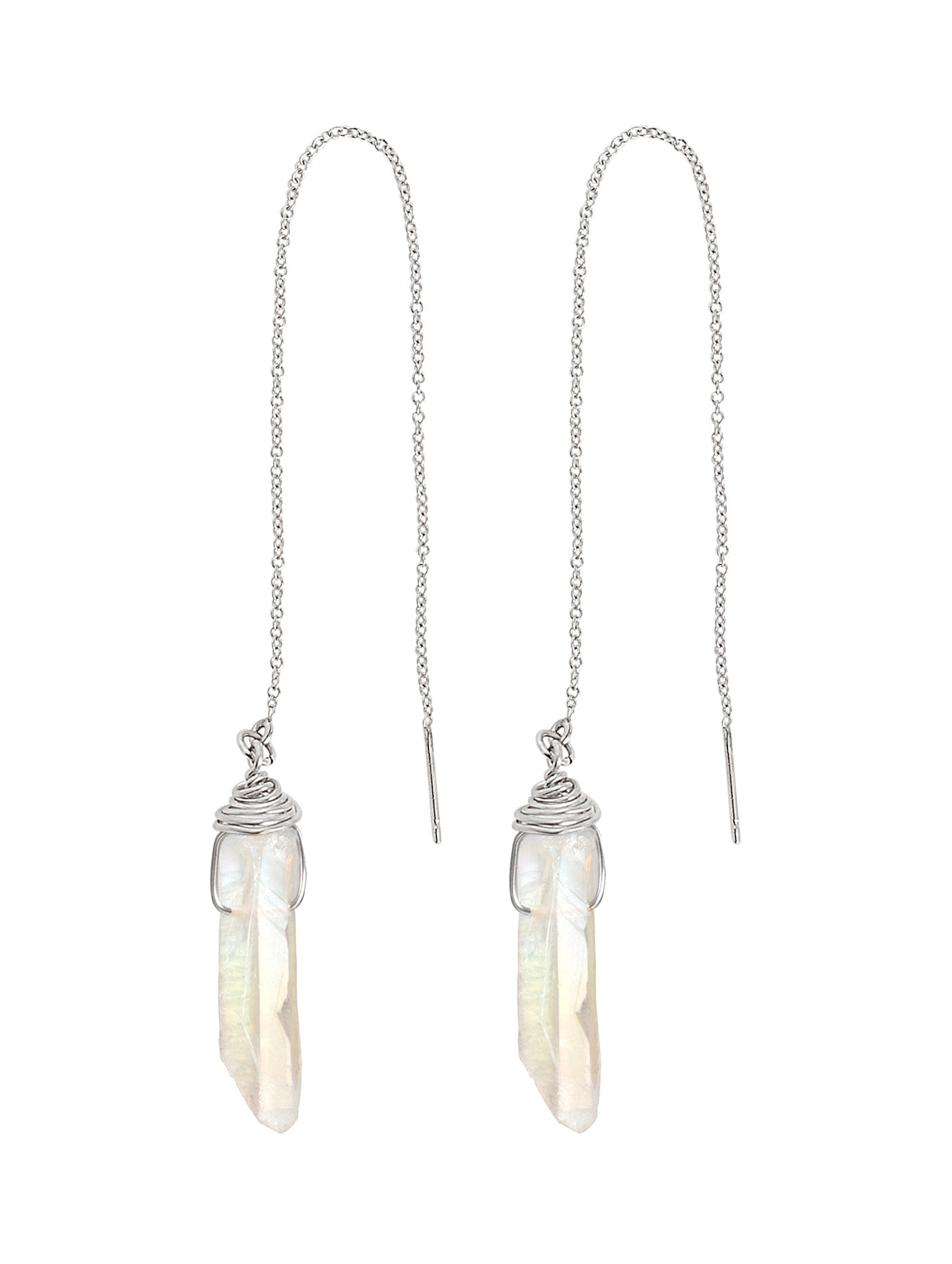 Fae Earrings- Angel Aura Quartz (Silver)