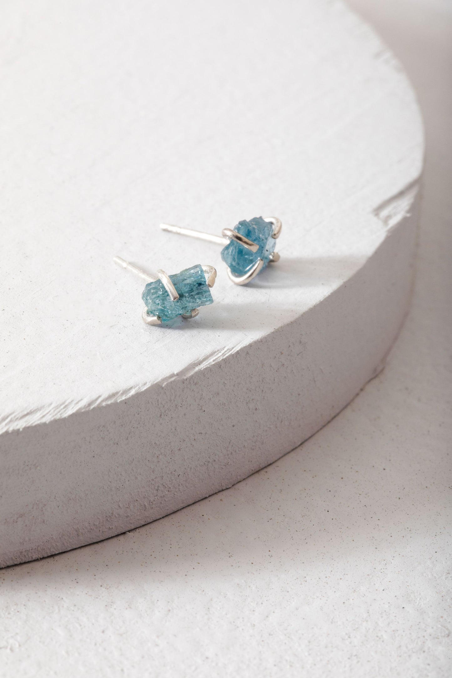 Raw Aquamarine Studs