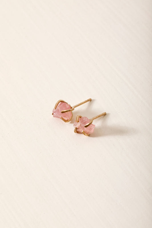 Raw Rose Quartz Studs