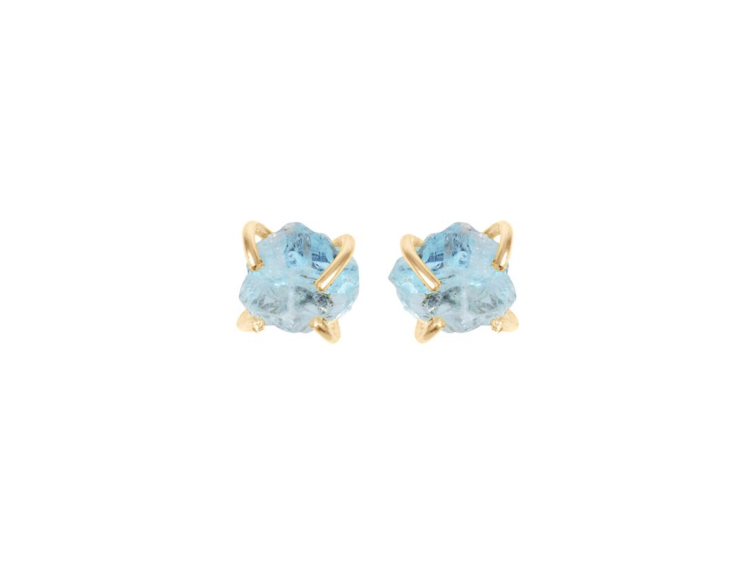 Raw Aquamarine Studs