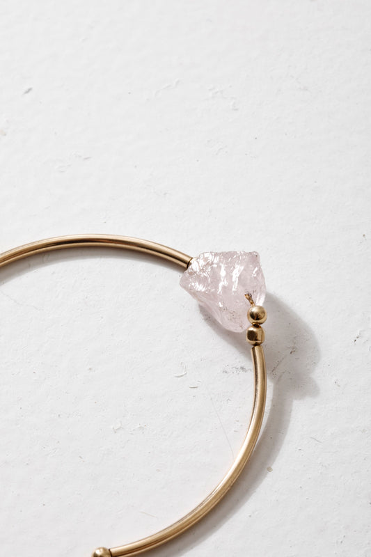 Raw Rose Quartz Cuff Bracelet