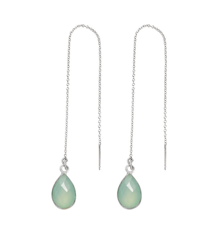 Sea Green Chalcedony Drop Earrings