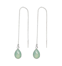 Load image into Gallery viewer, Sea Green Chalcedony Drop Earrings
