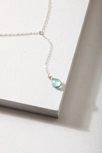 Aria Sea Green Chalcedony Drop Necklace