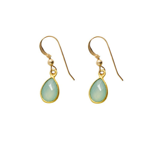 Aria Dangle Earrings - Sea Green Chalcedony