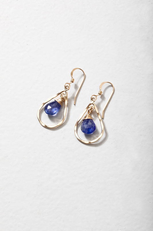 Tanzanite Teardrop Hoop Earrings