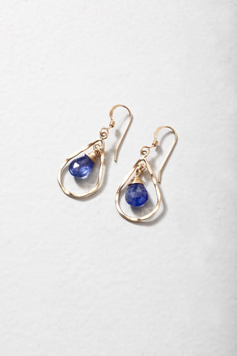 Tanzanite Teardrop Hoop Earrings