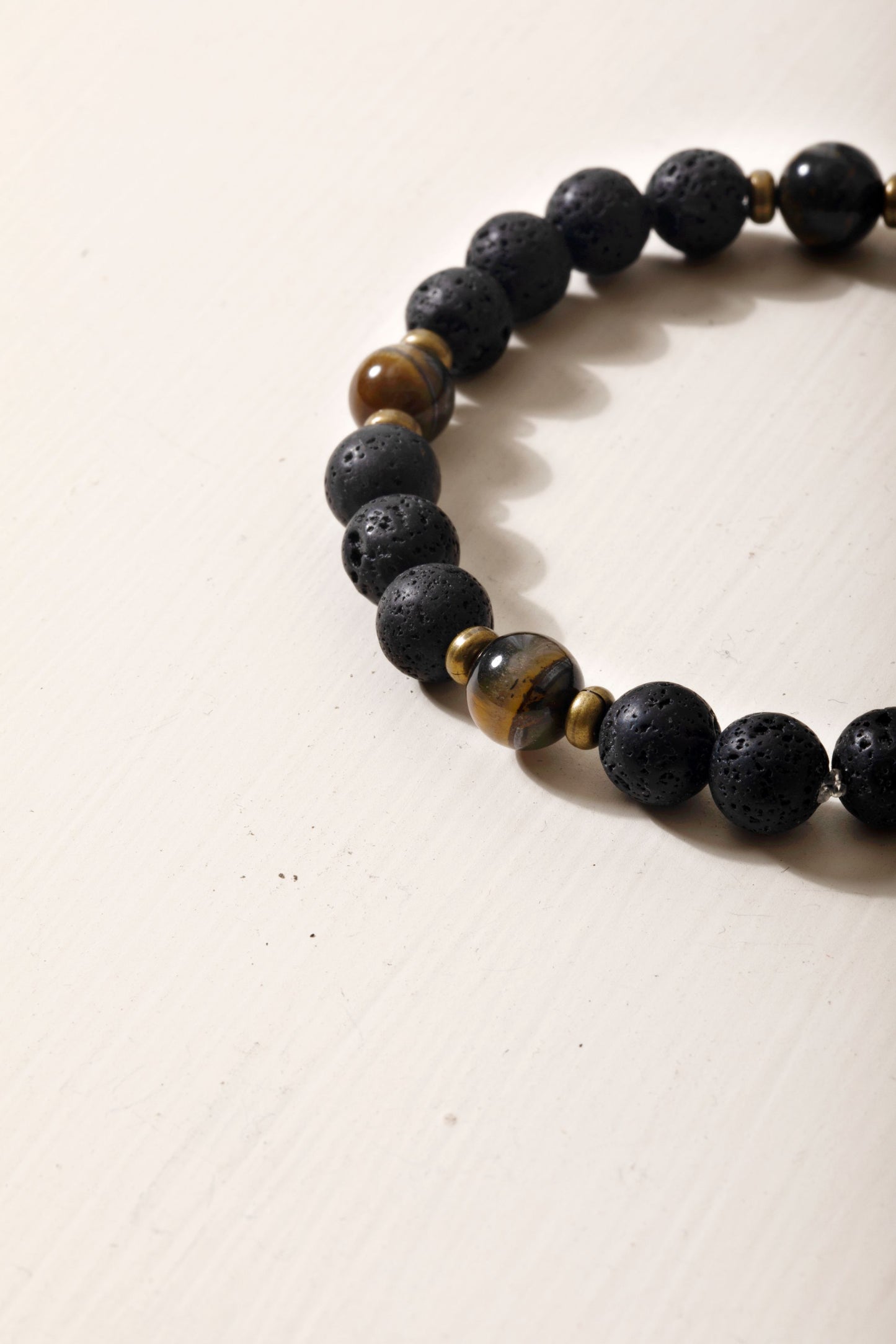 Blue Tiger's Eye & Volcanic Rock Bracelet