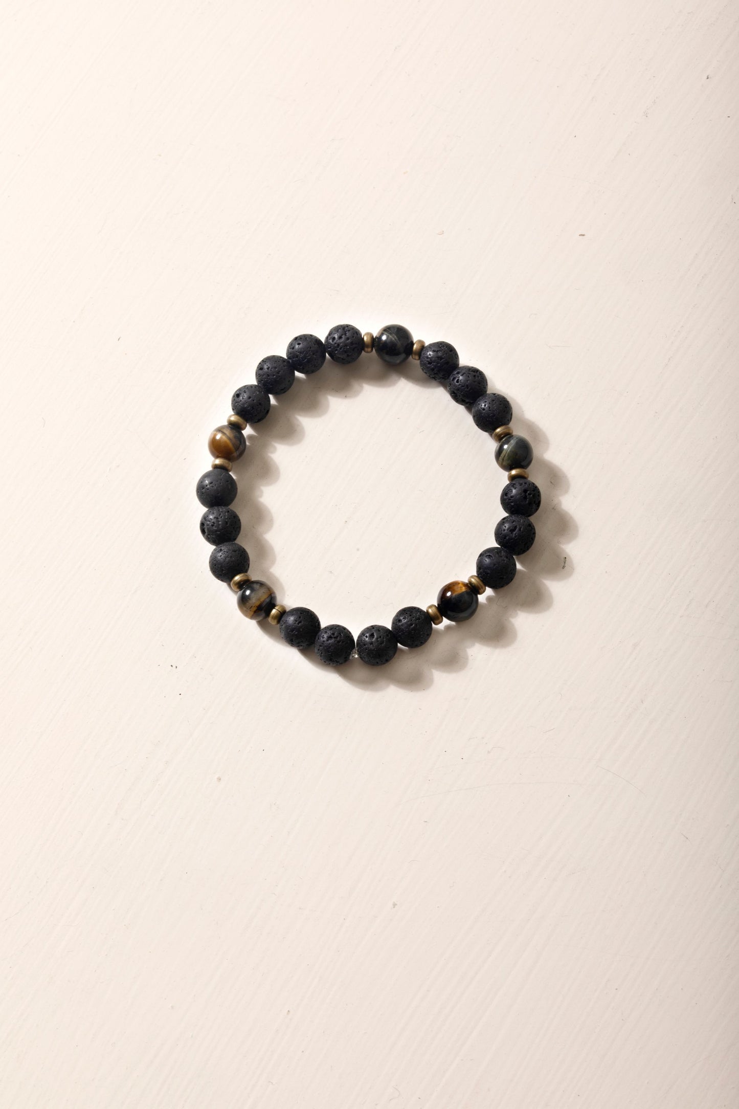 Blue Tiger's Eye & Volcanic Rock Bracelet