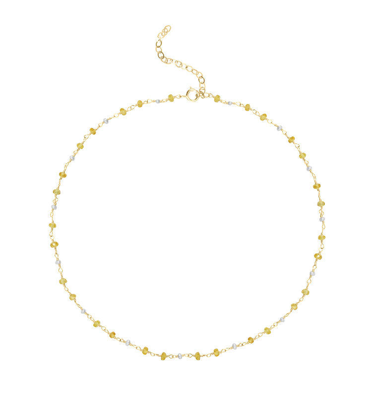 Yellow Sapphire & Pearl Choker